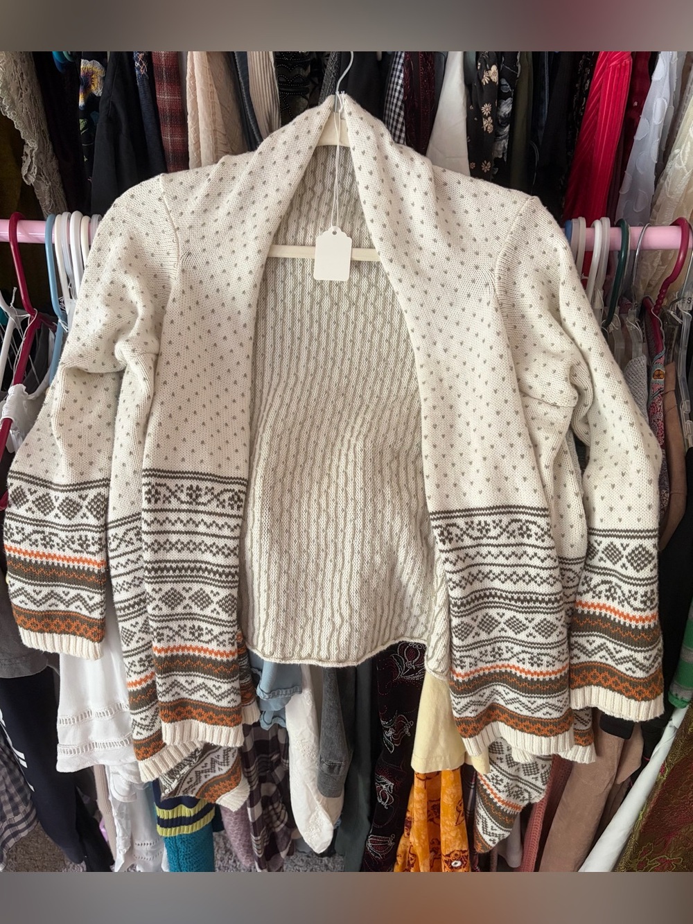 Cozy Cream Fair Isle Open-Front Cardigan Sweater